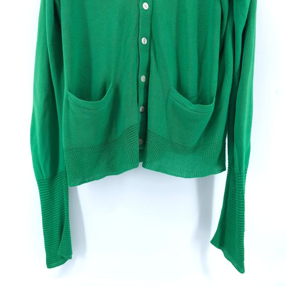 LaMode Du Golf Active Sportswear Vintage Kelly Green VNeck Sweater Cardi PocketL - Picture 3 of 11